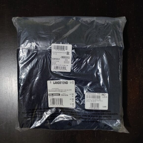 NWT Lands' End Men's Flannel Lined Jeans Dark Wash Black Watch Plaid 38X34 38/34 - Picture 9 of 9